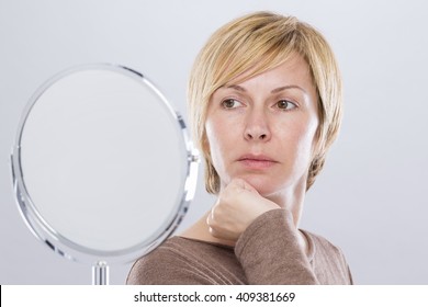 Forty Years Woman And Mirror