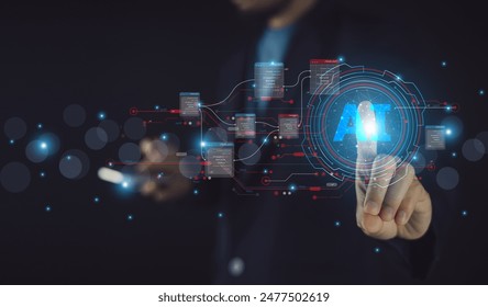 A forward-thinking businessman utilizes AI for document management, streamlining operations, enhancing accuracy, and boosting productivity through automated workflows and intelligent data processing. - Powered by Shutterstock