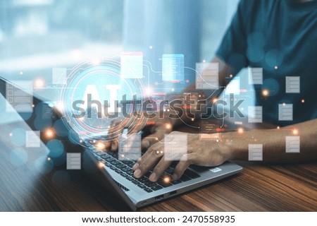 A forward-thinking businessman utilizes AI for document management, streamlining operations, enhancing accuracy, and boosting productivity through automated workflows and intelligent data processing.