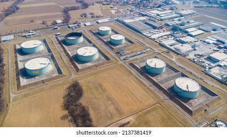 Fossil Oil Storage Tanks As Supply During Energy Crisis In Lannach In Austria