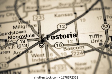 Fostoria. Ohio. USA On A Map