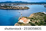 Foto aérea de Portocolom y Punta del Faro, Mallorca.