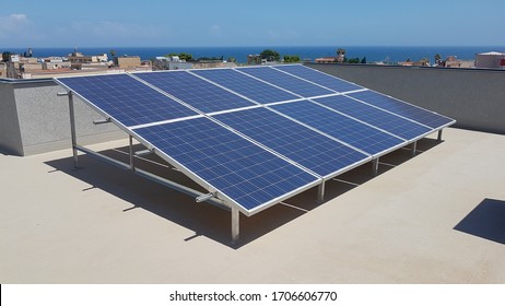 Fotovoltaic Panel Installation On Roof Flat Roof