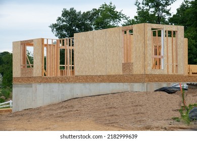 foundation and framework for the new plywood house wooden lumber beam plank board beam material - Shutterstock ID 2182999639