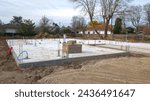 foundation and plinth concrete is poured work of housing construction