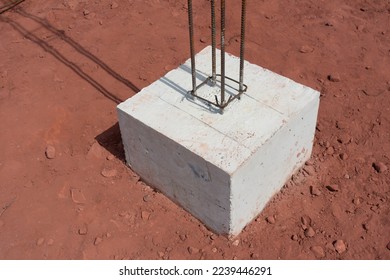 foundation post or footing concrete work at construction site - Powered by Shutterstock