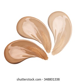 Foundation smudges range of colors on white background