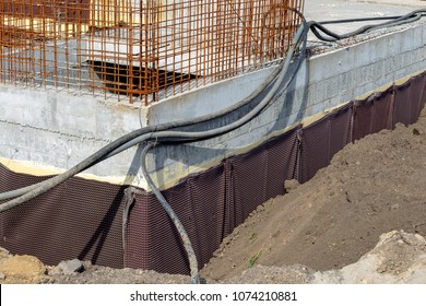 Foundation Waterproofing With Membrane Solution. Concrete Waterproofing Membrane For Underground Basement Walls.