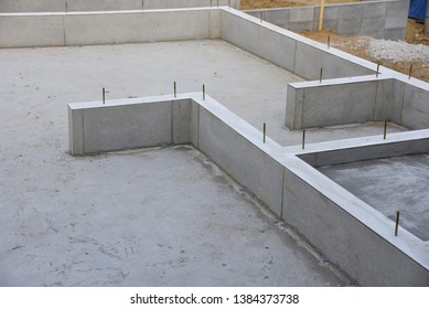 Foundation work of housing construction - Shutterstock ID 1384373738
