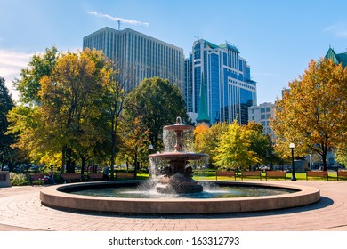 Fountain In Confederation Park In Ottawa 