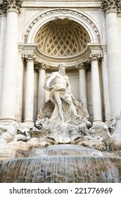 Fountain Di Trevi In Rome, Italy, Close Up