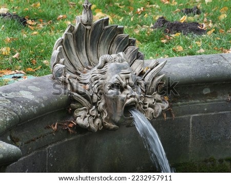         Fountain with a face where water comes out                       
