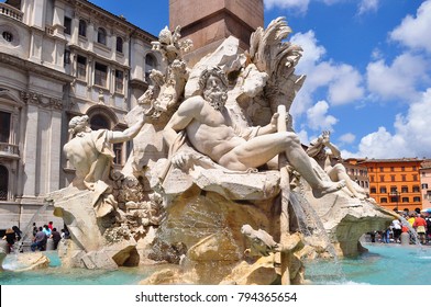 Fountain of Four Rivers (Fontana dei Quattro Fiumi) on Navona square, Rome, Italy - Powered by Shutterstock