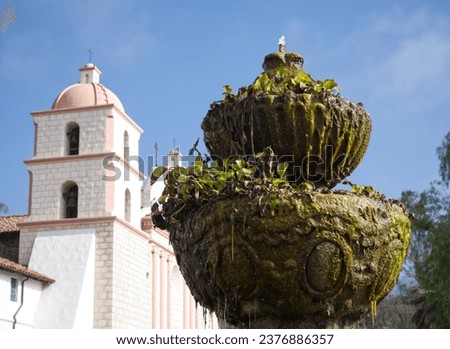 Fountain in front of the Old Mission in Santa Barbara, California, USA