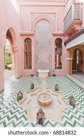 Fountain With Glazed Tile Decorated ,Morocco Interior Design