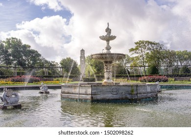 Fountain In The Italian Gardens In Blackpool`s Stanley Park