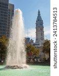 The Fountain at Love Park or JFK Plaza in Philadelphia, Pennsylvania, USA