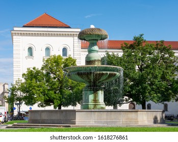 Fountain At The Ludwig Maximilian University Of Munich.