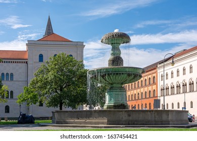 Fountain At The Ludwig Maximilian University Of Munich.