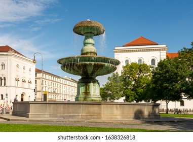 Fountain At The Ludwig Maximilian University Of Munich.