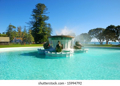 Fountain At Mission Bay, Auckland, New Zealand