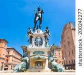 The Fountain of Neptune, monumental civic fountain located in the eponymous square Piazza Nettuno next to Piazza Maggiore in Bologna, Italy.