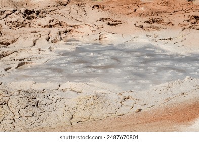 The Fountain Paint Pots At Fountain Paint Pot Trail In Yellowstone National Park, Wyoming, USA - Powered by Shutterstock