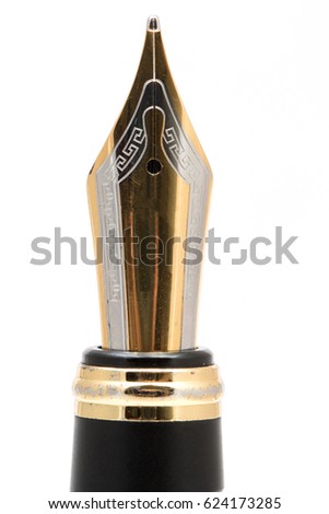 fountain pen gold nib on white