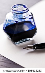 Fountain Pen With Ink Bottle