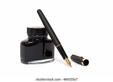 Fountain Pen With Ink Bottle