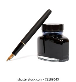 Fountain Pen With The Ink Bottle