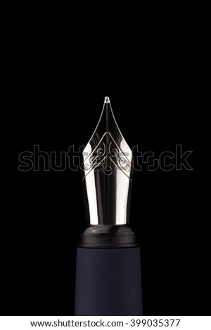  Fountain Pen nib isolated against a black background.