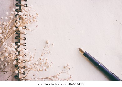 Fountain pen on aged paper, vintage effect - Shutterstock ID 586546133