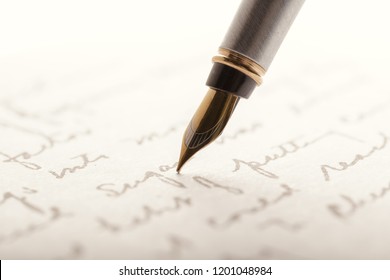 Gold Pen Hand Written Letter Focus Stock Photo 56666977 | Shutterstock