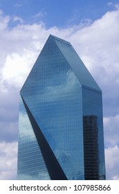 Fountain Place In Dallas, Texas Against Blue Sky