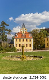 Fountain and pond at the castle Belvedere in Weimar, Germany