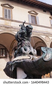 Fountain Of The Sea Monsters In Piazza Santissima Annunziata In Florence, Italy