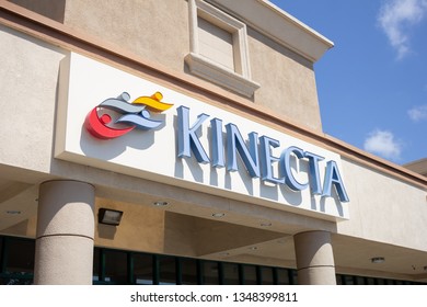 Fountain Valley, California/United States - 03/24/19: A Store Front Sign For The Credit Union Bank Known As Kinecta