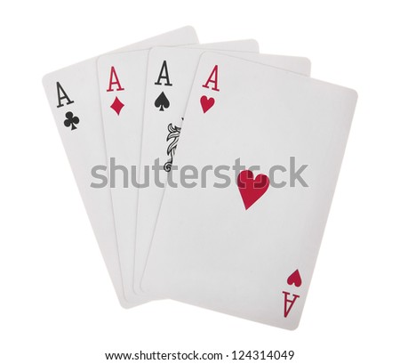 Four aces isolated on white background 