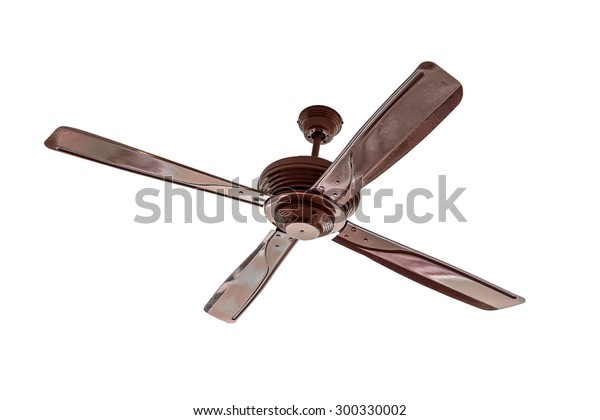 Four Blades Brown Ceiling Fan Isolated Stock Photo Edit Now