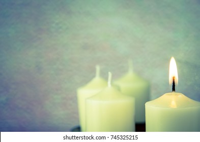 Four Candles Advent Wreath With One Candle Burning 