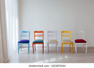 Four Chairs Different Colors Interior White Stock Photo 1521872414 ...