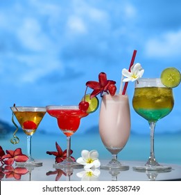 Four Cocktails On Beach On Table Stock Photo 28538749 | Shutterstock