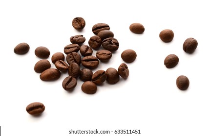 four coffee beans from top on white background - Shutterstock ID 633511451