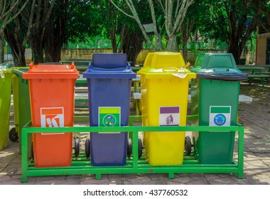 Four Color Bins Separating Waste Stock Photo (Edit Now) 437760532