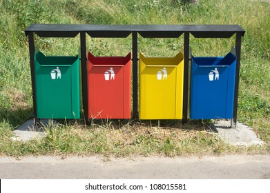 Four Colored Trash Containers Park Stock Photo 108015581 | Shutterstock