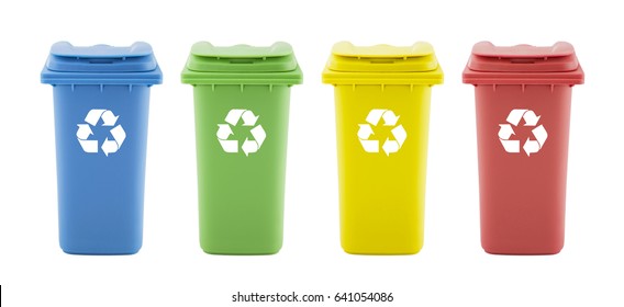 Four colorful recycle bins isolated on white background  - Shutterstock ID 641054086