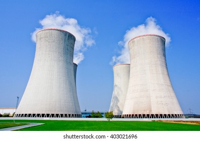 Four cooling towers of the nuclear power station in Dukovany.