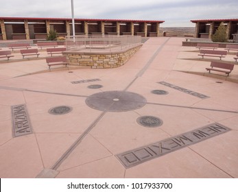 Four Corners, NM/USA - March 4th 2014: The Four Corners Monument On A Cold Spring Morning.