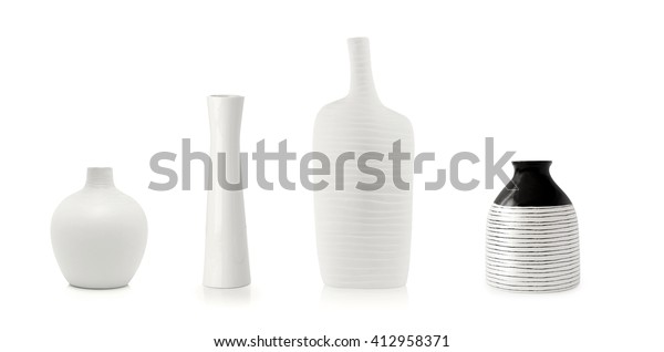 Four Different Elegant White Vases Isolated Stock Photo Edit Now